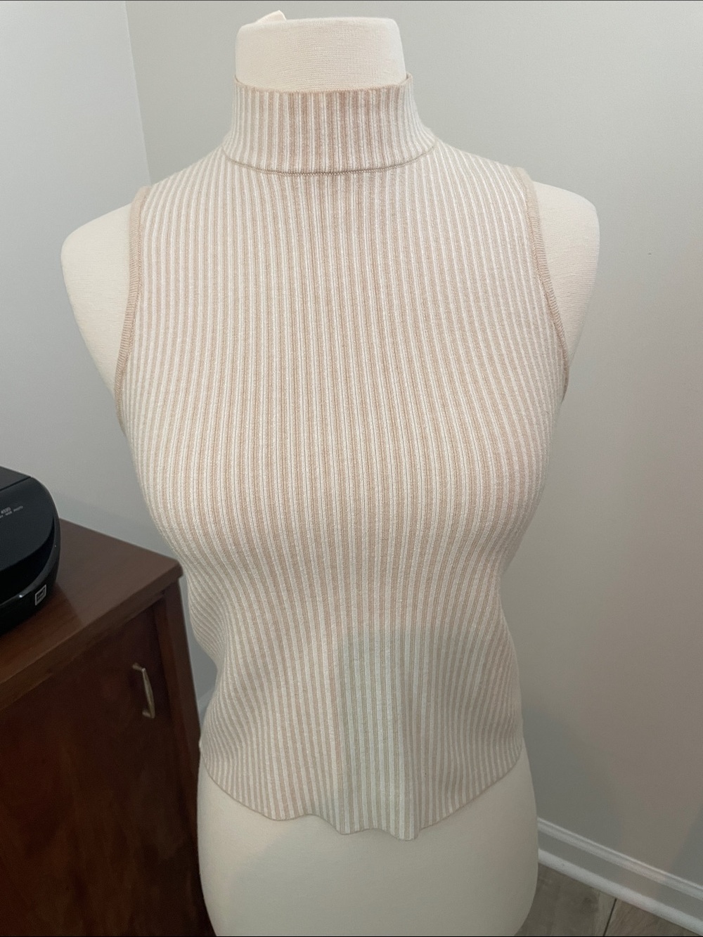 Marled Cream Ribbed Top